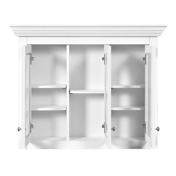 English Elm 35" Bathroom Medicine Cabinet with Mirror — 5 Adjustable Shelves, Wall-Mounted Storage, Modern White Elegance N710P264306K