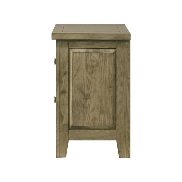 English Elm 2-drawer White Gloss Nightstand with Usb Charging Ports and Geometric Drawer Fronts B016P453621