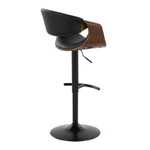 English Elm Symphony Adjustable Barstool Set Of 2 - Mid-Century Modern Design With Swivel, Walnut & Faux Leather B202S01017-GIGA