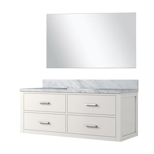 English Elm White Single Bath Vanity 48" W x 22" D with Carrara Marble Top, Soft-Close Drawers & 43" Mirror B2731S01440