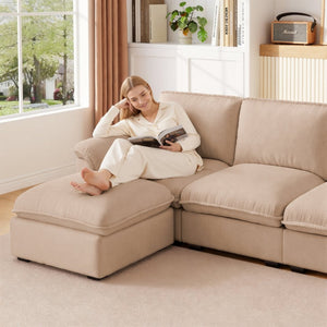 English Elm Cloud Sectional Sofa with Movable Chaise Soft Chenille Upholstery for Modern Living Rooms Coffee W1359S00064