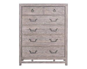 English Elm Fusion Oak Veneer Five Drawer Chest Soft Close Storage Antique Brass Bedroom Dresser B108P411436