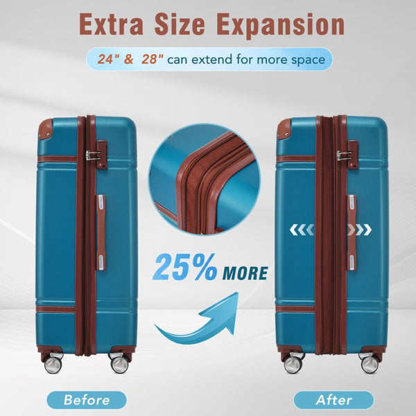 English Elm Hardshell Abs Spinner Luggage Set Four Piece Expandable Tsa Lock Travel Suitcases Blue N732P170218C