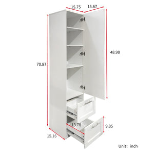 English Elm Standard Freestanding Pantry Cabinet Tall White Kitchen Storage with Drawers and Shelves W331P373802