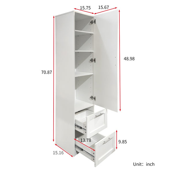 English Elm Standard Freestanding Pantry Cabinet Tall White Kitchen Storage with Drawers and Shelves W331P373802