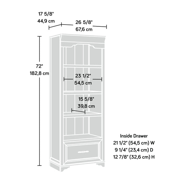 English Elm Bookcase With Adjustable Shelves & Drawer - Versatile Brown Finish For Stylish Storage Solutions B356P367860