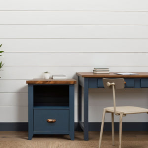 English Elm 22 inch 22 one-drawer file cabinet Blue Denim & Whiskey two-tone farmhouse style fully assembled, versatile storage B108131557