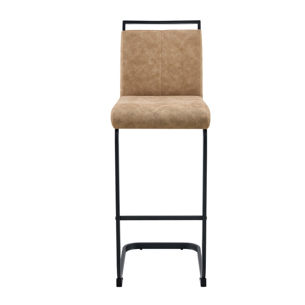 English Elm 42.5 Modern Brown Tech Fabric Bar Stool Set of 2 with Black Metal Legs, Non-Slip Feet, 42.5" W1151P230596