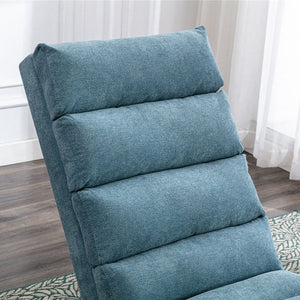 English Elm Linen Ergonomic Massage Chaise Lounge with Remote Control, 140° Recline, Foam Cushion Comfort and Sturdy Frame Blue W39539624