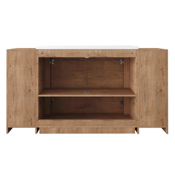English Elm 64'' Freestanding Bathroom Vanity Oak Melamine Plywood with Ceramic Sink Soft Close W999S00515