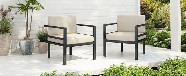 English Elm Christopher Knight Home® - [Set Of 2] 27.7'' Modern Lounge Chairs With Weather-Resistant Cushions For Stylish Outdoor Comfort N767P237029B_2