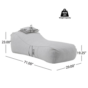 English Elm Christopher Knight Home® - Lemoore Outdoor Bean Bag Lounge Chair For Ultimate Comfort - Weather-Resistant, Light Gray Design N775P265563G