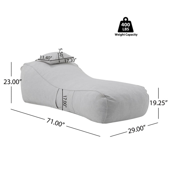 English Elm Christopher Knight Home® - Lemoore Outdoor Bean Bag Lounge Chair For Ultimate Comfort - Weather-Resistant, Light Gray Design N775P265563G