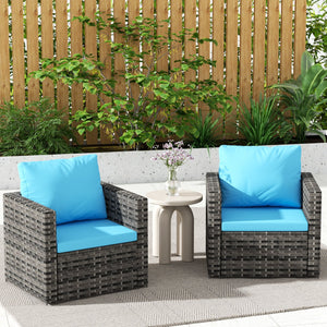 English Elm Outdoor Modular Wicker Sectional Patio Sofa Set for 2 Durable PE Rattan Steel Frame Comfortable Seating Light Blue W874S00073