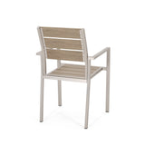 Christopher Knight Home® - Noble House - Cape Coral Outdoor Modern Aluminum Dining Chair with Faux Wood Seat - Set of 2