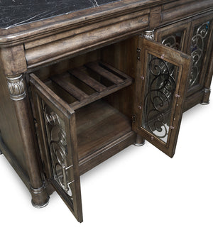 A.R.T. Furniture Landmark Buffet: Elegant Traditional European Design With Marble Top, Wine Shelves & Drawers Brown, Black Material, Hickory And Oak Veneers 256251-2316