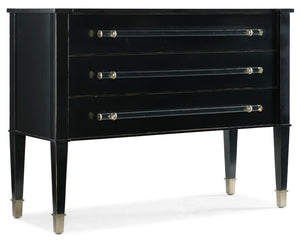 Hooker Furniture Melange Rowan Chest With 3 Drawers, Black Distressed Finish & Clear Lucite Pulls For Stylish Storage 638-85432-BLK