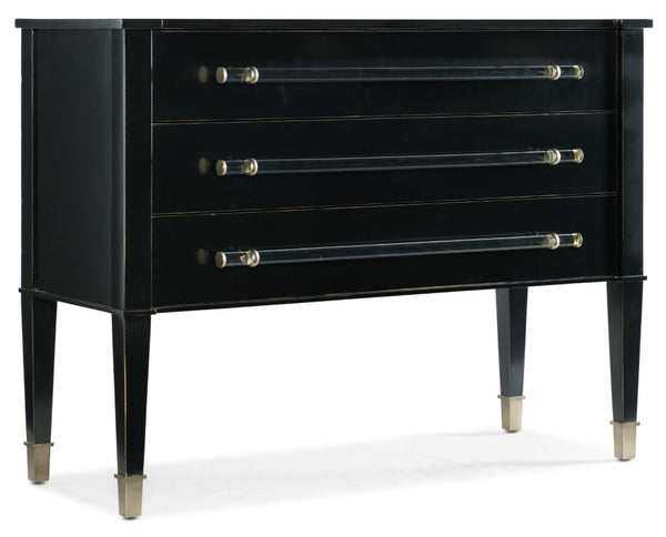 Hooker Furniture Melange Rowan Chest With 3 Drawers, Black Distressed Finish & Clear Lucite Pulls For Stylish Storage 638-85432-BLK