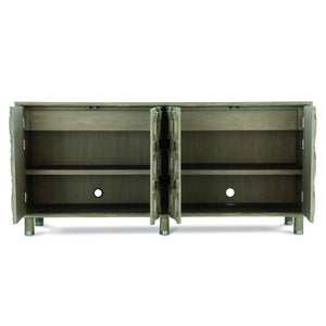 Bernhardt Bernhardt Art Deco Alhambra Credenza In Aspen Oak With Marquetry, Touch-Latch Doors & Nickel Caps 396845