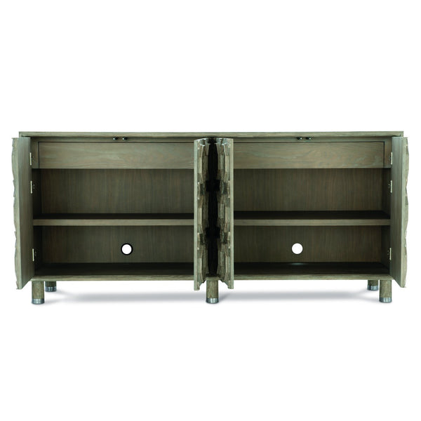 Bernhardt Bernhardt Art Deco Alhambra Credenza In Aspen Oak With Marquetry, Touch-Latch Doors & Nickel Caps 396845