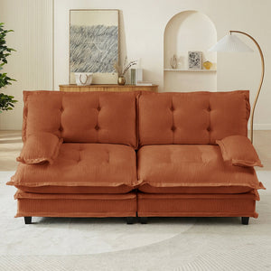 English Elm 77 Inch Cloud Loveseat Modular Chenille Sofa with Lattice Cushions for Any Room Orange W714S01734