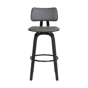 English Elm Pico Swivel Bar Stool Gray Faux Leather Seat with Tapered Wood Base for Kitchen Island B2736P464836