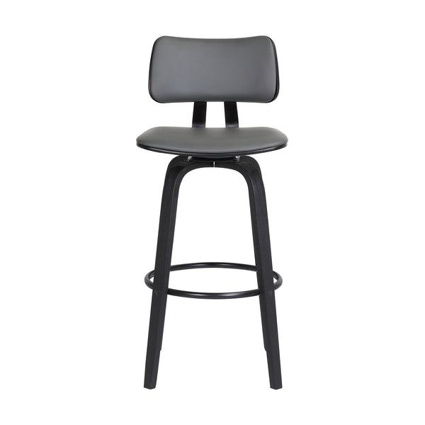 English Elm Pico Swivel Bar Stool Gray Faux Leather Seat with Tapered Wood Base for Kitchen Island B2736P464836