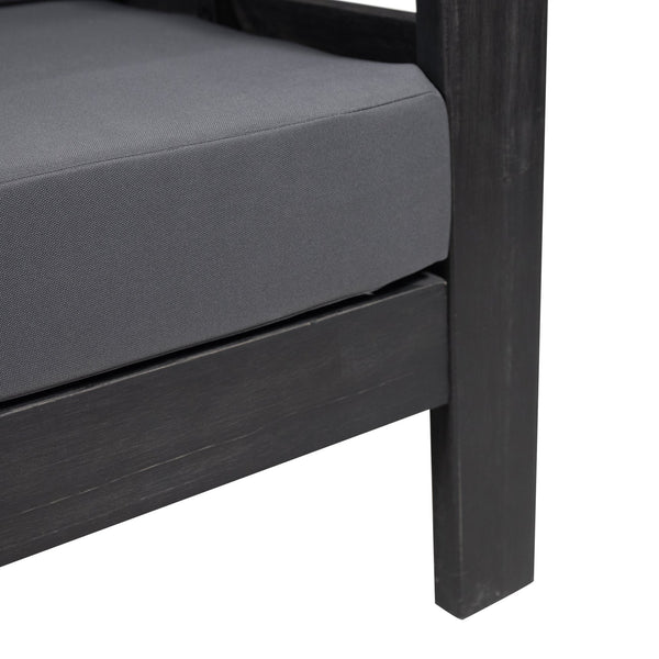 English Elm Christopher Knight Home® - Acacia Outdoor Loveseat and Chat Set with Water-Resistant Cushions, Shutter Slat Design, Dark Gray 70692.00DGRY-2_70844.00DGRY