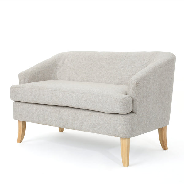 English Elm Christopher Knight Home® - LOVESEAT Mid-Century Modern Beige Fabric Sofa with Wood Legs, High-Density Foam Comfort, 49.25" W 60868.00BTWD