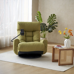 English Elm Adjustable green rotatable lounge chair with head/waist support, 360° swivel, spring seat, phone holder W244P172641