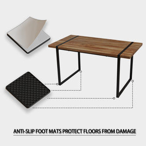 English Elm 59" Industrial Dining Set with Suede Chairs Matte Metal Base Mdf Table Seats Four Brown Grey W2189S00932