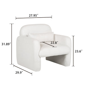 English Elm Stylish Teddy Fleece Single Sofa Chair with Arms and Pillow, Cozy Accent Armchair for Living Room Beige 30 L x 24.75 W x 24 H W1716P196469