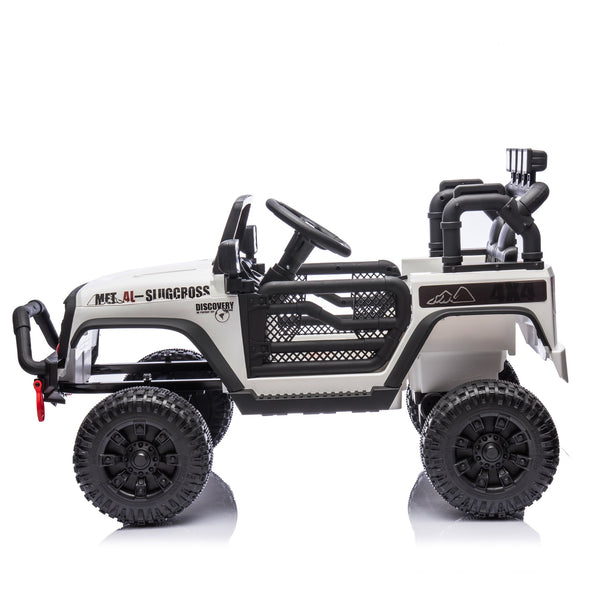 English Elm 24v Kids Electric Ride on Car with Parental Remote Dual Motors and Four Wheel Suspension White W1578P208323