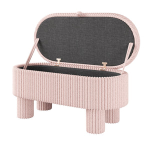 English Elm Modern Corduroy Upholstered Storage Bench with Lift Top Lid for Bedroom Entryway Pink N719P305624P
