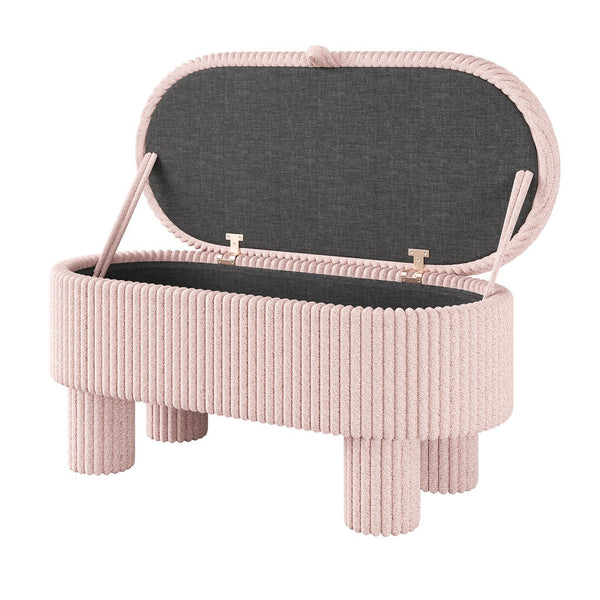 English Elm Modern Corduroy Upholstered Storage Bench with Lift Top Lid for Bedroom Entryway Pink N719P305624P
