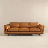 English Elm Ashcroft Furniture - Chase Mid Century Modern Tan Genuine Leather Sofa