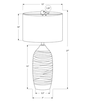 English Elm Lighting, Textured 27" Grey Resin Table Lamp with Ivory Linen Drum Shade, 3-Way Switch, Modern Accent B2710P220139