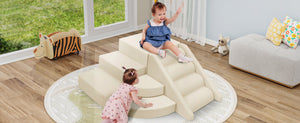 English Elm 9-piece Soft Foam Toddler Climbing Play Set with Velcro Blocks for Indoor Playrooms Beige N710P444692K