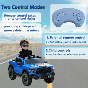 English Elm 12v Kids Ride-on Toy Car with Parental Remote Shock Absorbing Safe Slow Start Blue W1760P426782