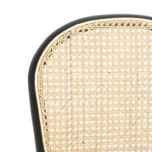 English Elm Christopher Knight Home® - DINING Chairs with Birch Wood Frame and Rattan Backrest, Foam Seat, Vintage Curved Design, Set of 2 Black N779P192530B