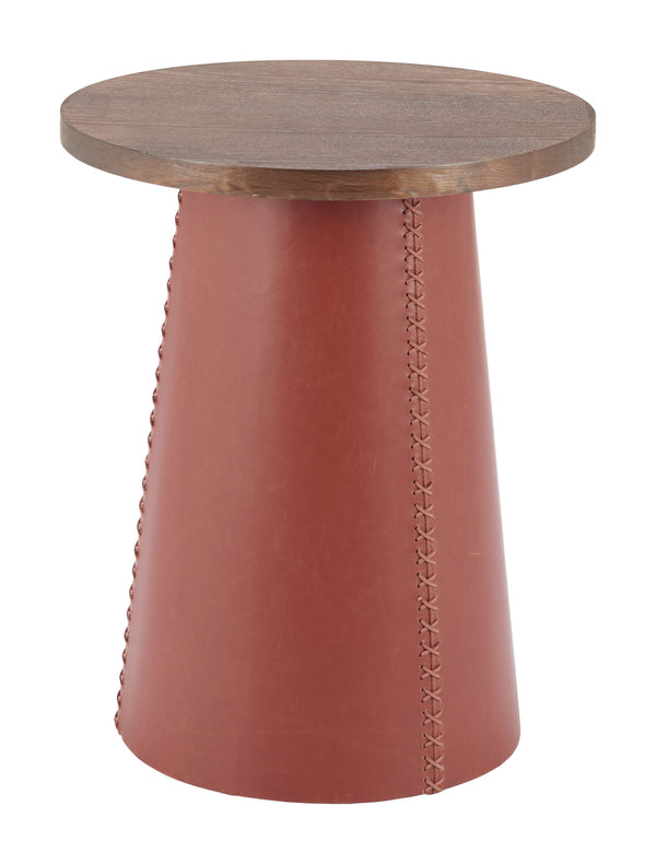 Zuo Modern Dikis Side Table In Brown – Stylish, Functional Design With Ash Veneer & Faux Leather For Modern Spaces Brown Mdf,100% Polyurethane 110747-zuo-modern