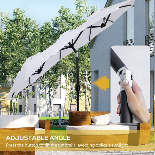 English Elm Outsunny 9.5' Double-Sided Patio Umbrella With Tilt & Crank, Large Canopy For Outdoor Shade & Style W2225P200475-GIGA