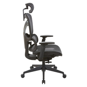 OSP Home Furnishings Mesh Back Ergonomic Manager Chair with Lumbar Support Headrest and Synchro Tilt System 71142MHR-3