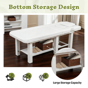 English Elm Spa Salon Massage Table Steel Frame Pu Leather Adjustable Backrest Bottom Shelf Storage W1422P382936