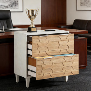 English Elm 2-drawer File Cabinet with Reinforced Top White Grey Modern Home Office Storage T3971P451351