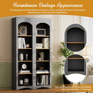 English Elm On-Trend Free Standing 5 Tier Bookshelves Set Of 2, Farmhouse Grey Cabinets With Adjustable Shelves N721P245734E-GIGA
