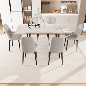 English Elm 47"-63" Expandable Dining Table Set For 2-6, Modern Design With Cushioned Chairs & Sturdy Metal Legs W2189S00262