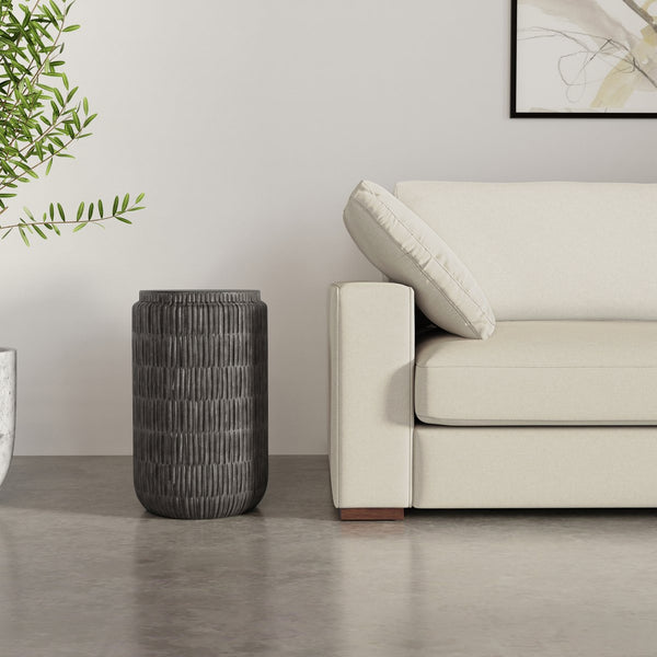 English Elm Juno Cast Aluminum Side Table in Graphite Finish — Handcrafted Textured Round End Table, 18" x 24" B136P239040