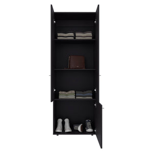 English Elm Wenge Tall 3-Door Wardrobe Cabinet with 4 Shelves — Elegant Dark Wood Grain Storage for Bedrooms B062P373775