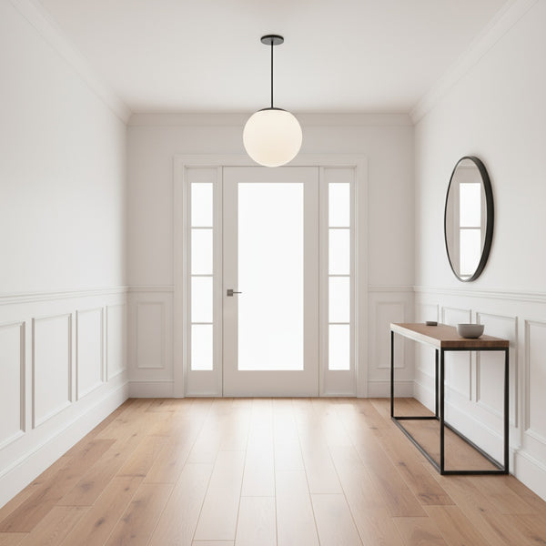 English Elm 10 Inch Etched Frosted Globe Led Pendant Light Dimmable for Kitchen or Hallway B370P399169